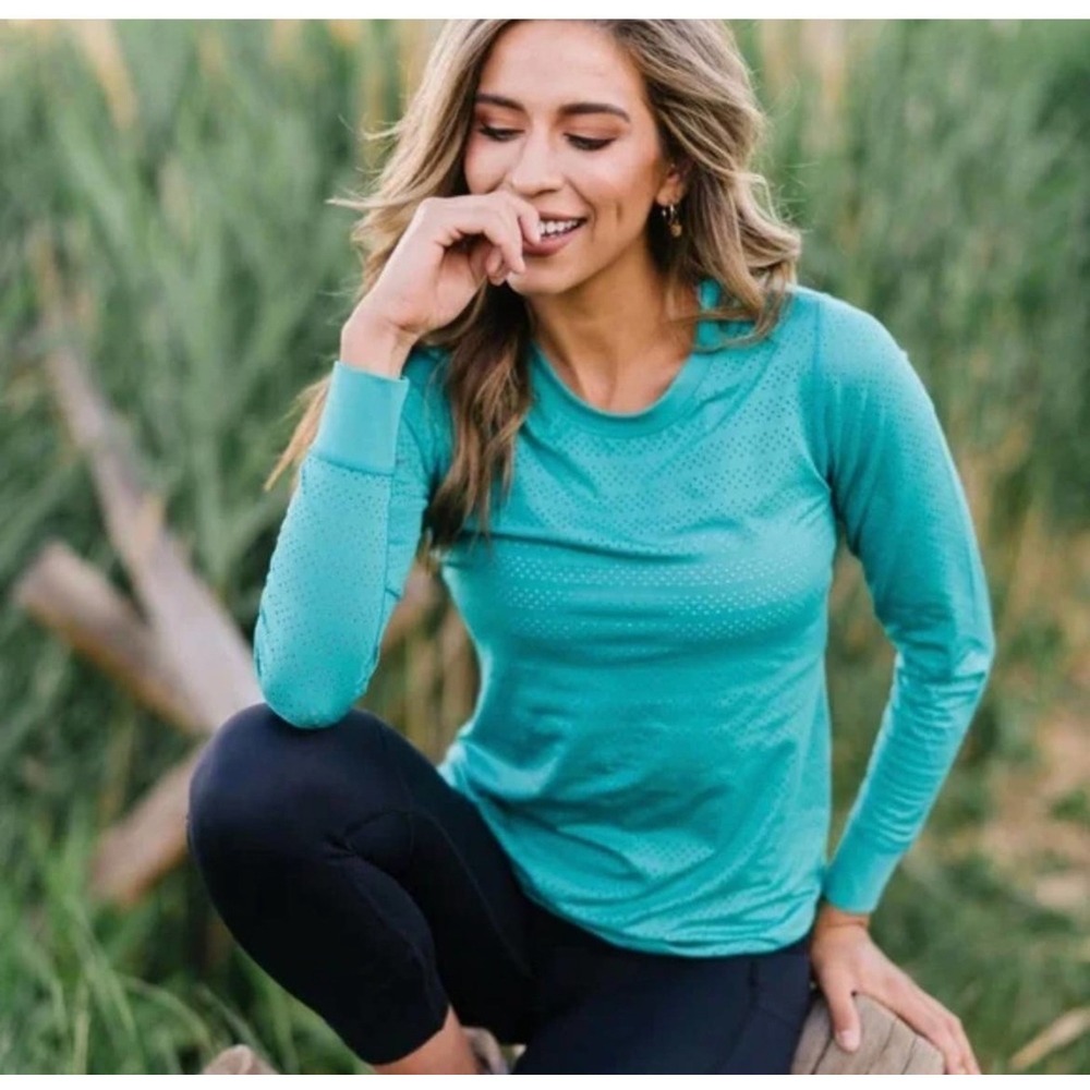 ZYIA Active Chill Long Sleeve TopTeal Size Large‎